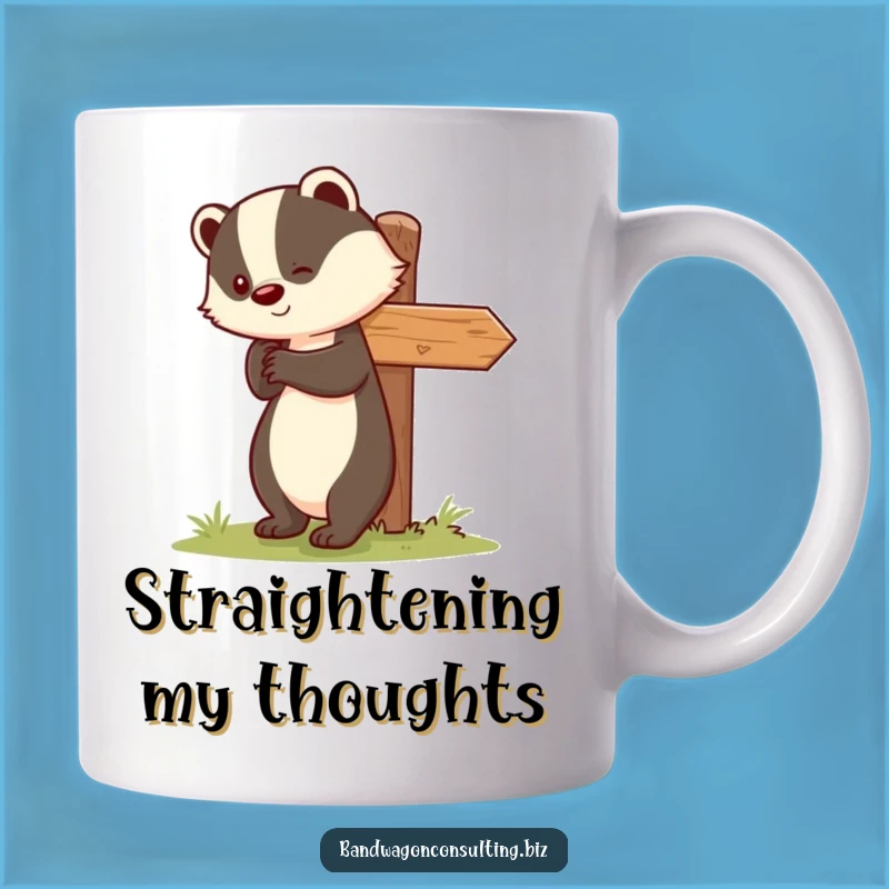 Funny Badger Helping Signpost Mug - A Hilarious Motivational Gift!