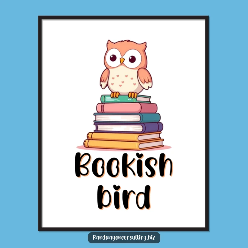 Funny Owl Digital Art - Wobbly Book Wisdom Print Gift