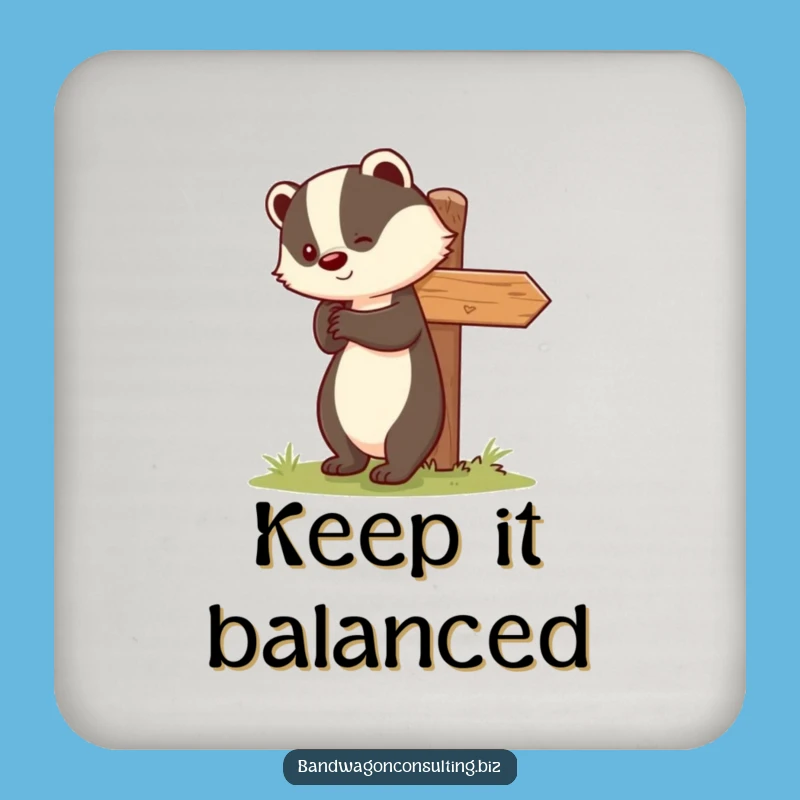 Funny Badger Coaster - Cute Signpost Helper Protects Surfaces Gift